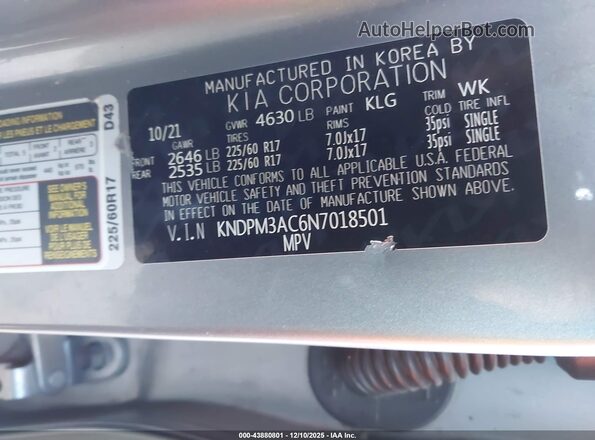 KNDPM3AC6N7018501 2022 KIA SPORTAGE Gray ძრავის განყოფილების ხედი