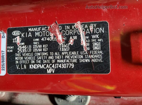 KNDPMCAC4J7430779 2018 KIA SPORTAGE Red 