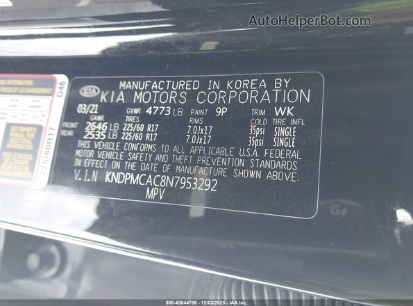 KNDPMCAC8N7953292 2022 KIA SPORTAGE Black ძრავის განყოფილების ხედი