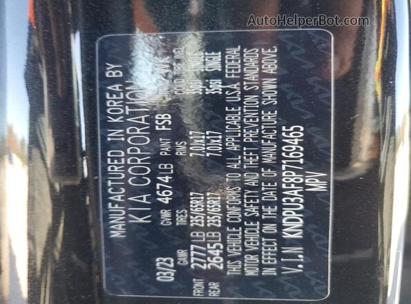 KNDPU3AF8P7169465 2023 KIA SPORTAGE Black VIN კოდის სტიკერის ხედი