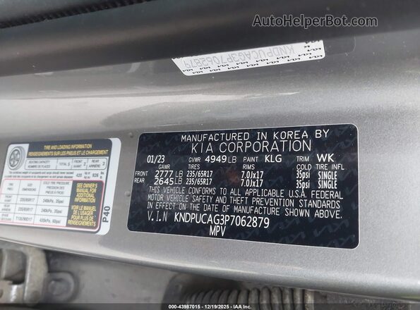 KNDPUCAG3P7062879 2023 KIA SPORTAGE HYBRID Gray Widok komory silnika