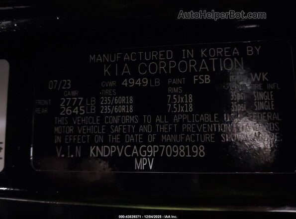 KNDPVCAG9P7098198 2023 KIA SPORTAGE HYBRID Black Engine compartment view