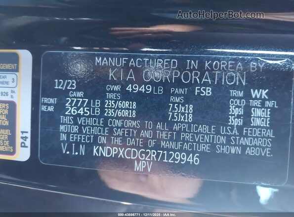 KNDPXCDG2R7129946 2024 KIA SPORTAGE HYBRID Black Engine compartment view