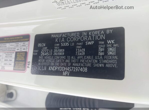 KNDPYDDH4S7197408 2025 KIA SPORTAGE PLUG-IN HYBRID White Vista del compartimento del motor