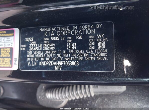 KNDPZDAH9P7053863 2023 KIA SPORTAGE PLUG-IN HYBRID Black Вид підкапотного простору