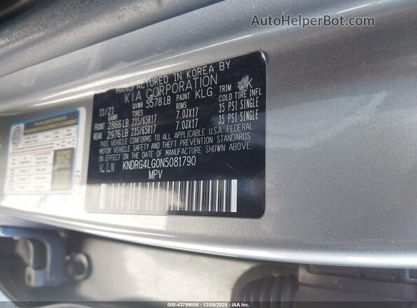 KNDRG4LG0N5081790 2022 KIA SORENTO HYBRID Gray 