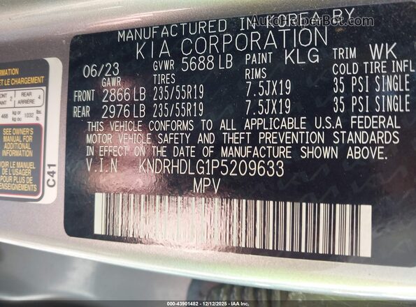 KNDRHDLG1P5209633 2023 KIA SORENTO HYBRID Gray Engine compartment view