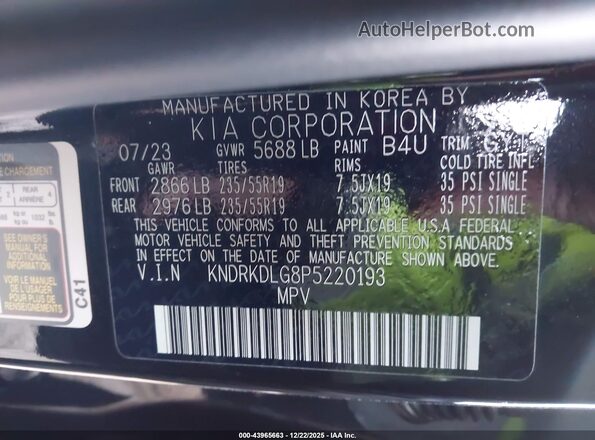 KNDRKDLG8P5220193 2023 KIA SORENTO HYBRID Black Engine compartment view