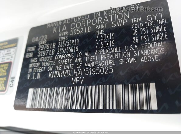 KNDRMDLHXP5195025 2023 KIA SORENTO PLUG-IN HYBRID White ძრავის განყოფილების ხედი
