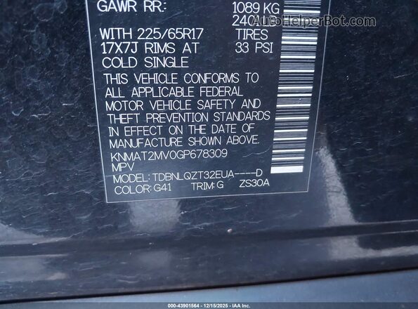 KNMAT2MV0GP678309 2016 NISSAN ROGUE Black Engine compartment view