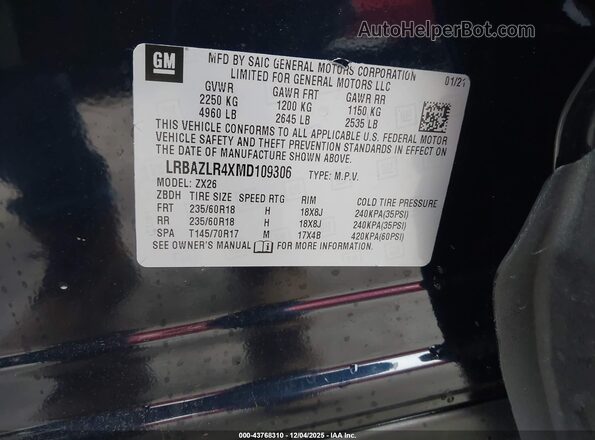 LRBAZLR4XMD109306 2021 BUICK ENVISION Dark Blue Widok komory silnika