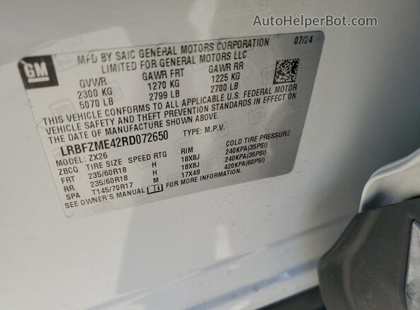 LRBFZME42RD072650 2024 BUICK ENVISION White 