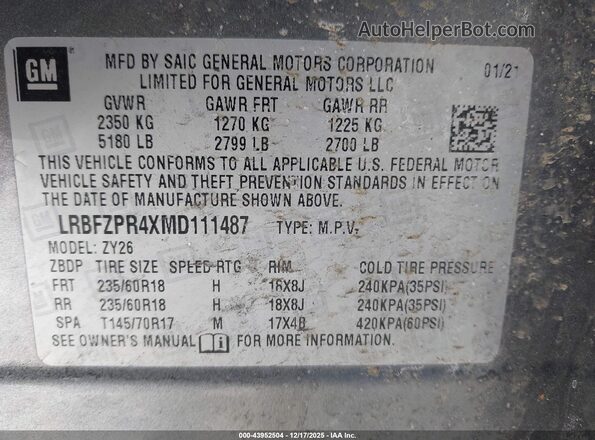 LRBFZPR4XMD111487 2021 BUICK ENVISION Gray 
