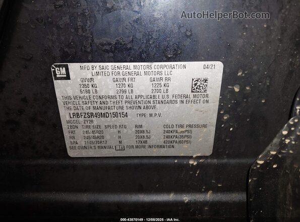 LRBFZSR49MD150154 2021 BUICK ENVISION Black Vista del compartimento del motor