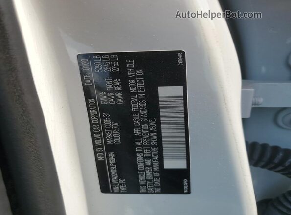 LVYA22MT9LP169484 2020 VOLVO S90 White ძრავის განყოფილების ხედი