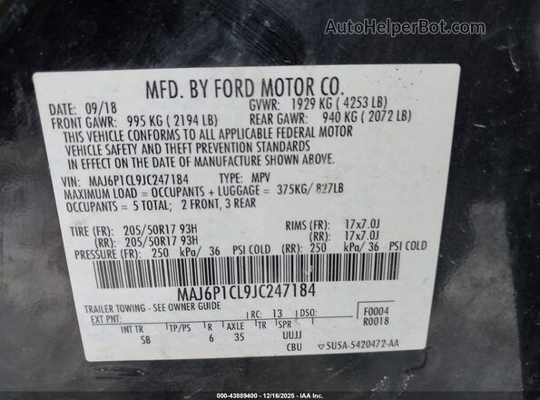 MAJ6P1CL9JC247184 2018 FORD ECOSPORT Black Շարժիչի բաժամունքի տեսք