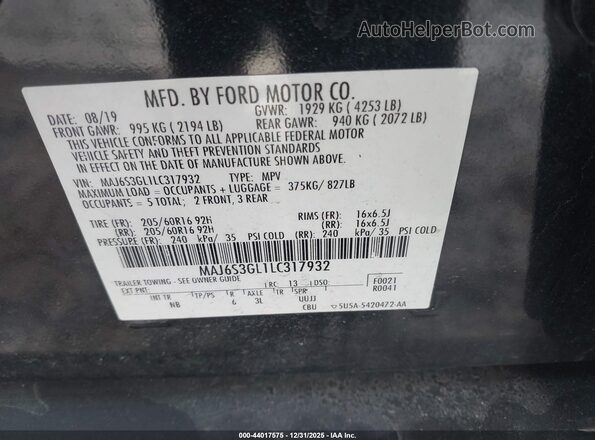 MAJ6S3GL1LC317932 2020 FORD ECOSPORT Black Engine compartment view