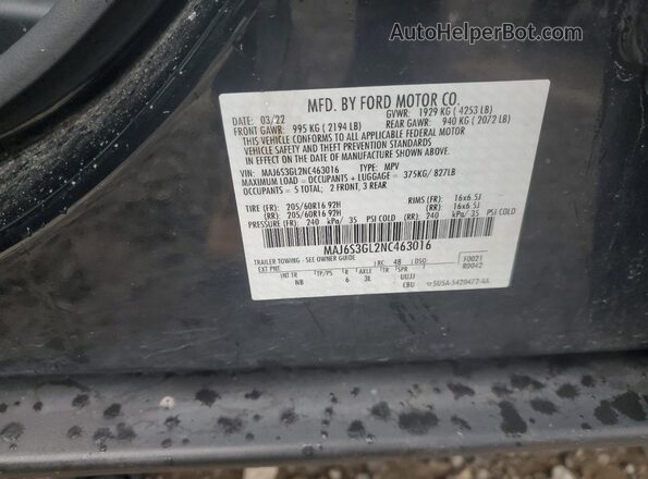 MAJ6S3GL2NC463016 2022 FORD ECOSPORT Black Вид наклейки з VIN-кодом