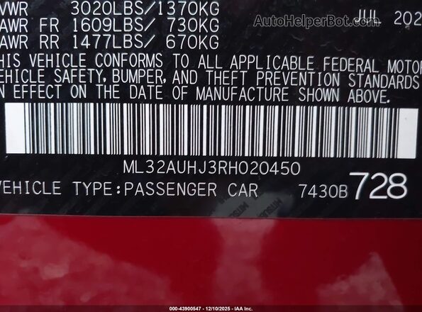ML32AUHJ3RH020450 2024 MITSUBISHI MIRAGE Red Engine compartment view