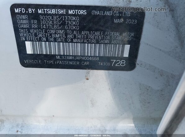 ML32AWHJ4PH004668 2023 MITSUBISHI MIRAGE White Widok komory silnika