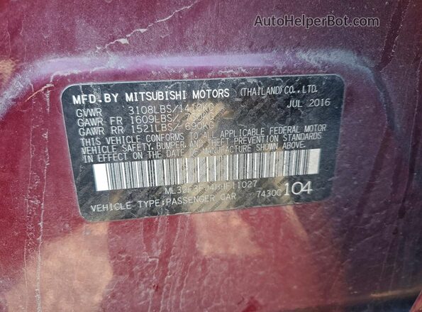 ML32F3FJ4HHF11027 2017 MITSUBISHI MIRAGE Бордовый Вид подкапотного пространства
