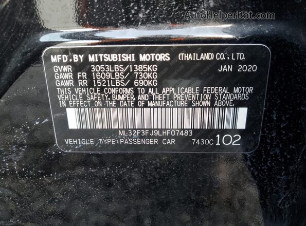 ML32F3FJ9LHF07483 2020 MITSUBISHI MIRAGE Black Вид підкапотного простору