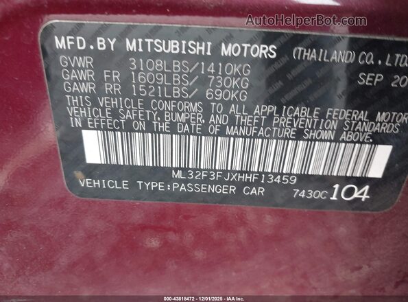 ML32F3FJXHHF13459 2017 MITSUBISHI MIRAGE G4 Purple Շարժիչի բաժամունքի տեսք