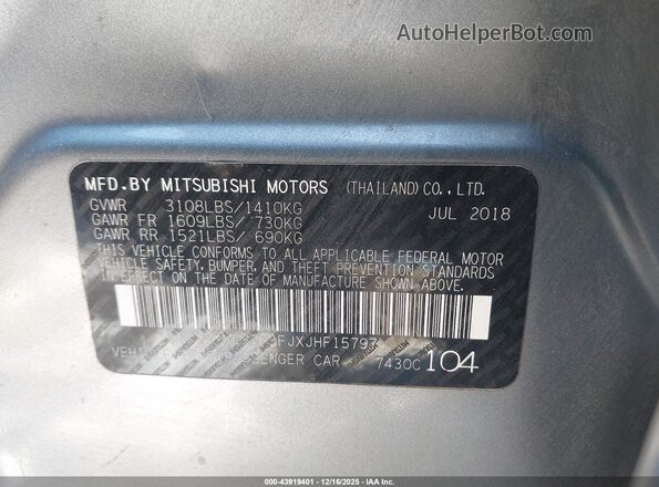 ML32F3FJXJHF15797 2018 MITSUBISHI MIRAGE G4 Silver ძრავის განყოფილების ხედი