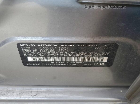 ML32F4FJ1LHF04860 2020 MITSUBISHI MIRAGE Gray Engine compartment view
