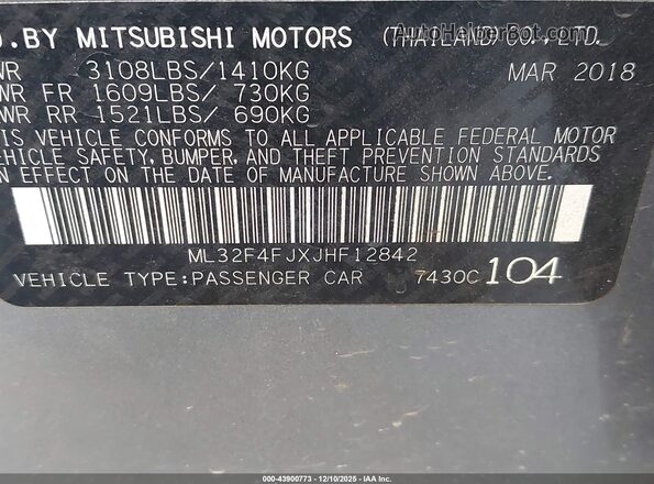 ML32F4FJXJHF12842 2018 MITSUBISHI MIRAGE G4 Серый Вид подкапотного пространства