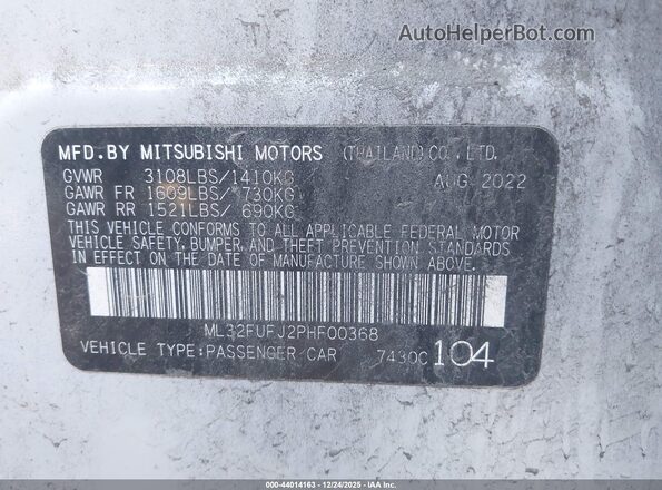 ML32FUFJ2PHF00368 2023 MITSUBISHI MIRAGE G4 White Vista del compartimento del motor