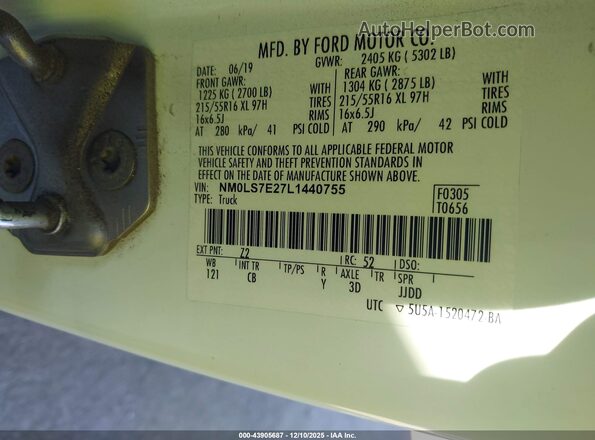 NM0LS7E27L1440755 2020 FORD TRANSIT CONNECT White Շարժիչի բաժամունքի տեսք