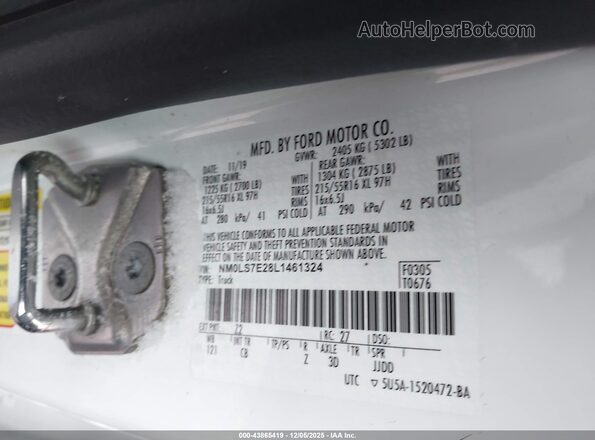 NM0LS7E28L1461324 2020 FORD TRANSIT CONNECT White 