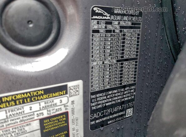 SADCT2FU4PA711767 2023 JAGUAR F-PACE Gray Панорамний вид салону 360°
