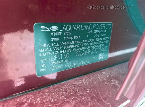 SAJAM4FV0JCP17597 2018 JAGUAR XF Red 