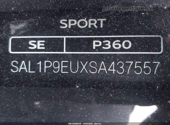 SAL1P9EUXSA437557 2025 LAND ROVER RANGE ROVER SPORT Gray 