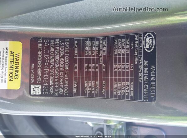 SALCJ2FX4PH324258 2023 LAND ROVER DISCOVERY SPORT Gray Շարժիչի բաժամունքի տեսք