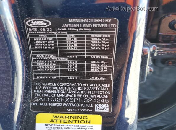 SALCJ2FX6PH324245 2023 LAND ROVER DISCOVERY Black Widok komory silnika