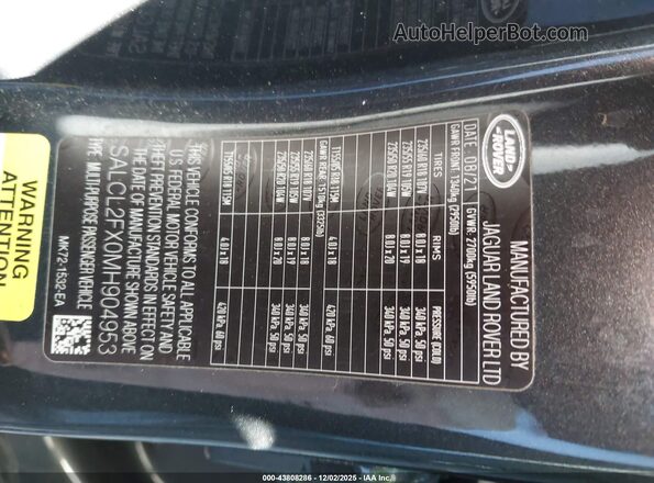 SALCL2FX0MH904953 2021 LAND ROVER DISCOVERY SPORT Gray Вид підкапотного простору