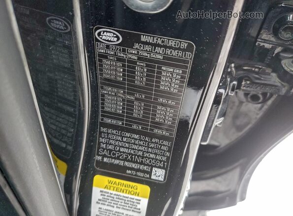 SALCP2FX1NH905941 2022 LAND ROVER DISCOVERY Black Vista interior de 360 grados