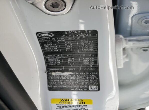 SALCP2FX6MH883059 2021 LAND ROVER DISCOVERY White ძრავის განყოფილების ხედი