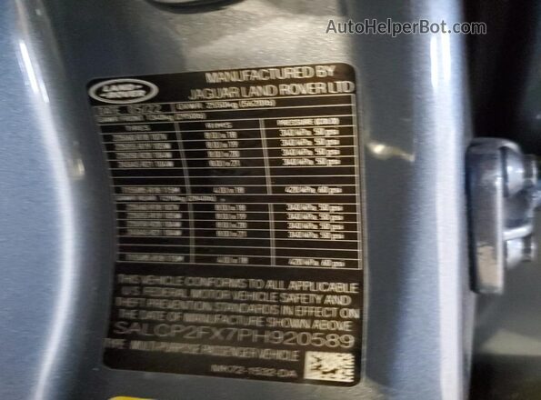 SALCP2FX7PH920589 2023 LAND ROVER DISCOVERY Blue Vista interior de 360 grados