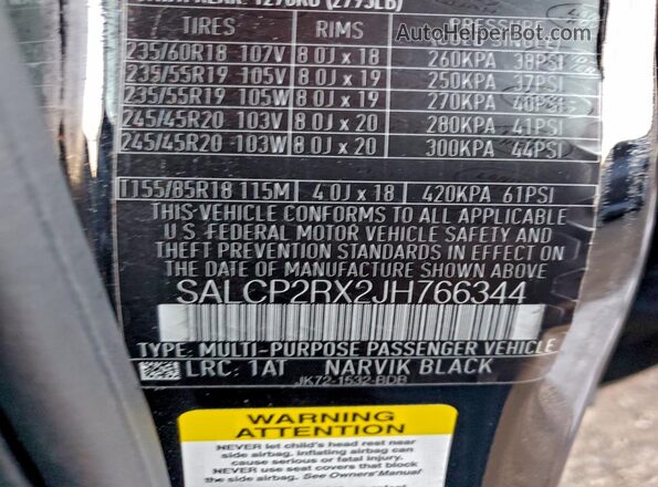 SALCP2RX2JH766344 2018 LAND ROVER DISCOVERY Черный 