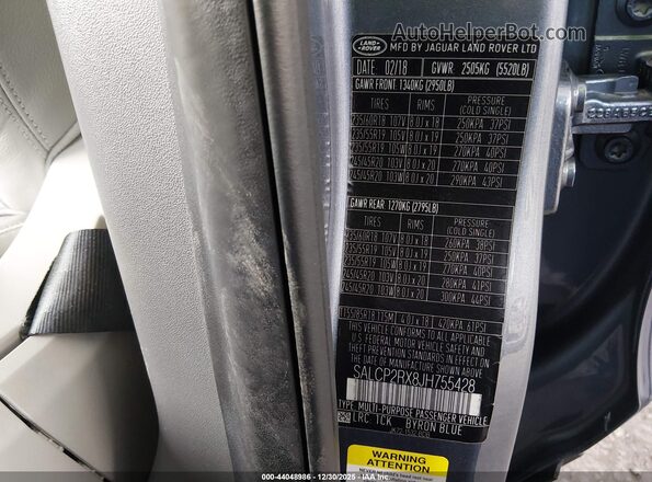 SALCP2RX8JH755428 2018 LAND ROVER DISCOVERY SPORT Gray Widok komory silnika