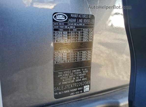 SALEJ7EX7R2262089 2024 LAND ROVER DEFENDER Gray სალონის 360-გრადუსიანი ხედი