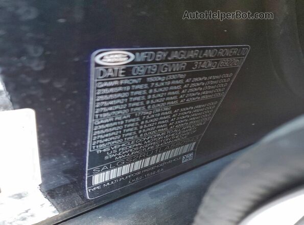 SALGS2RU1LA580943 2020 LAND ROVER RANGE Black Vista del compartimento del motor