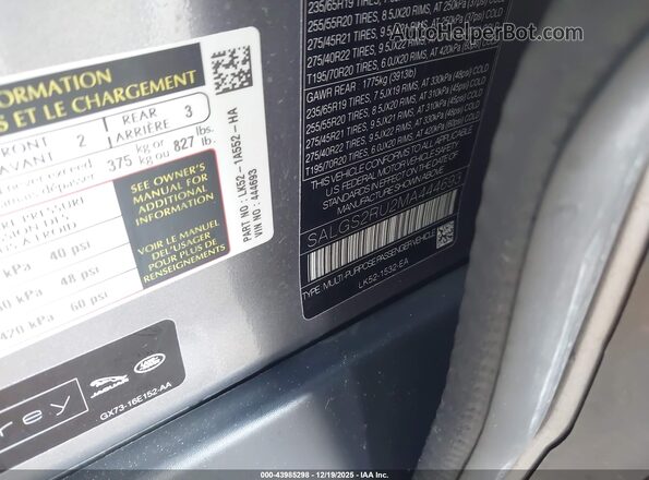 SALGS2RU2MA444693 2021 LAND ROVER RANGE ROVER Gray Vista del compartimento del motor