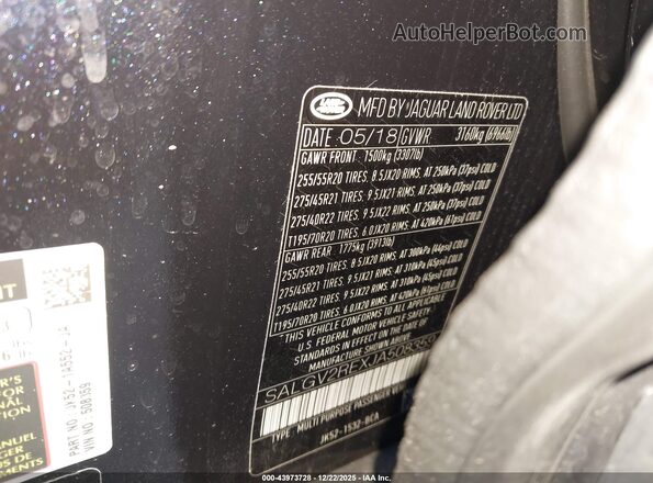 SALGV2REXJA508359 2018 LAND ROVER RANGE ROVER Dark Blue Вид подкапотного пространства
