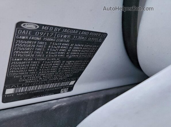 SALRHBBV6HA040361 2017 LAND ROVER DISCOVERY White Widok komory silnika
