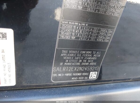 SALRT2EX2N2459213 2022 LAND ROVER DISCOVERY Black ძრავის განყოფილების ხედი